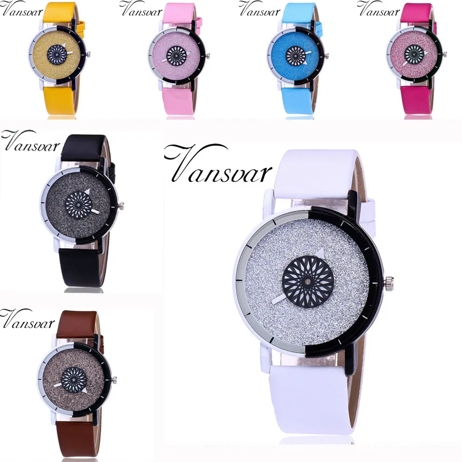 2024 New Models Women'S Watches Design Contrast Color Mantianxing Style Watch Fashionable Leather Strap Quartz Wristwatches