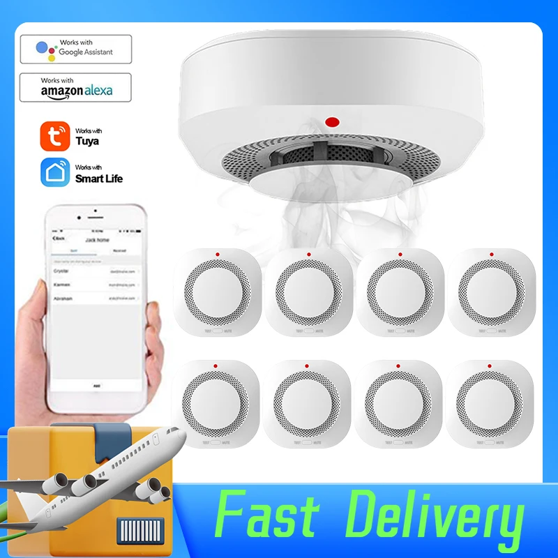 Tuya Wifi Rookmelder Sensor Thuis Brandbeveiliging 90db Alarm Brand Wifi Rookmelder Home Security Alarm Smart Life App Control