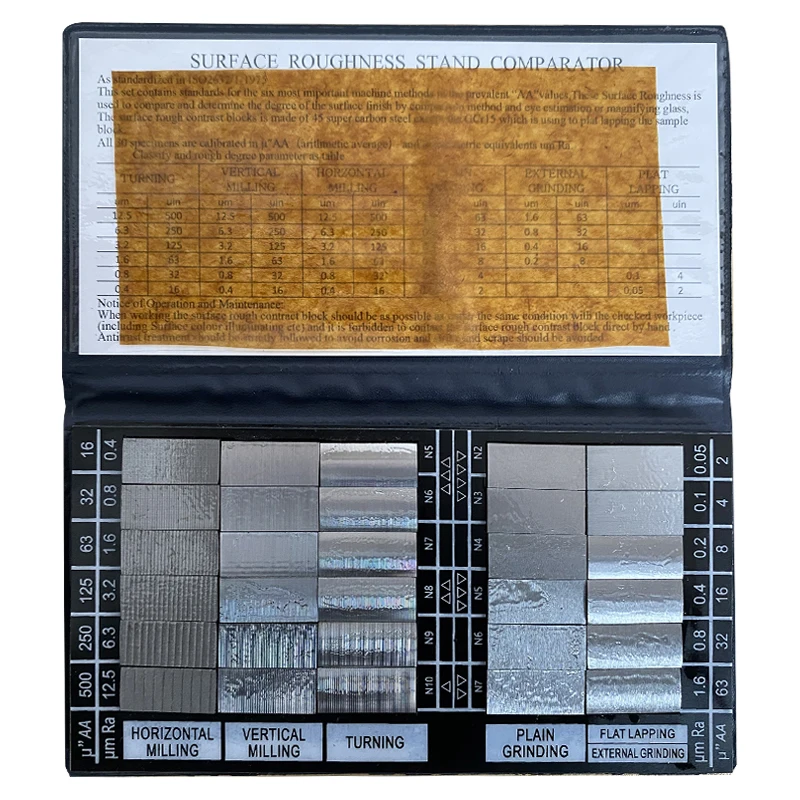 Ra0.05-12.5mm Notebook Type Surface Roughness Comparison Sample Block Standard Roughness Sample Block  30 Blocks