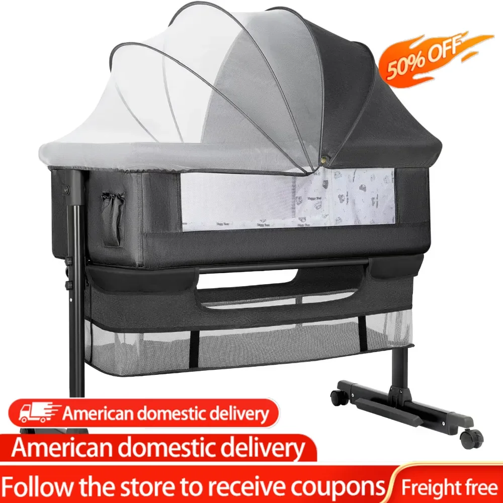 Baby Bassinet, Baby Basinet Bedside Sleeper, Easy to Fold Portable Crib Side Bassinet 2024new Style Girl/boy bassinets