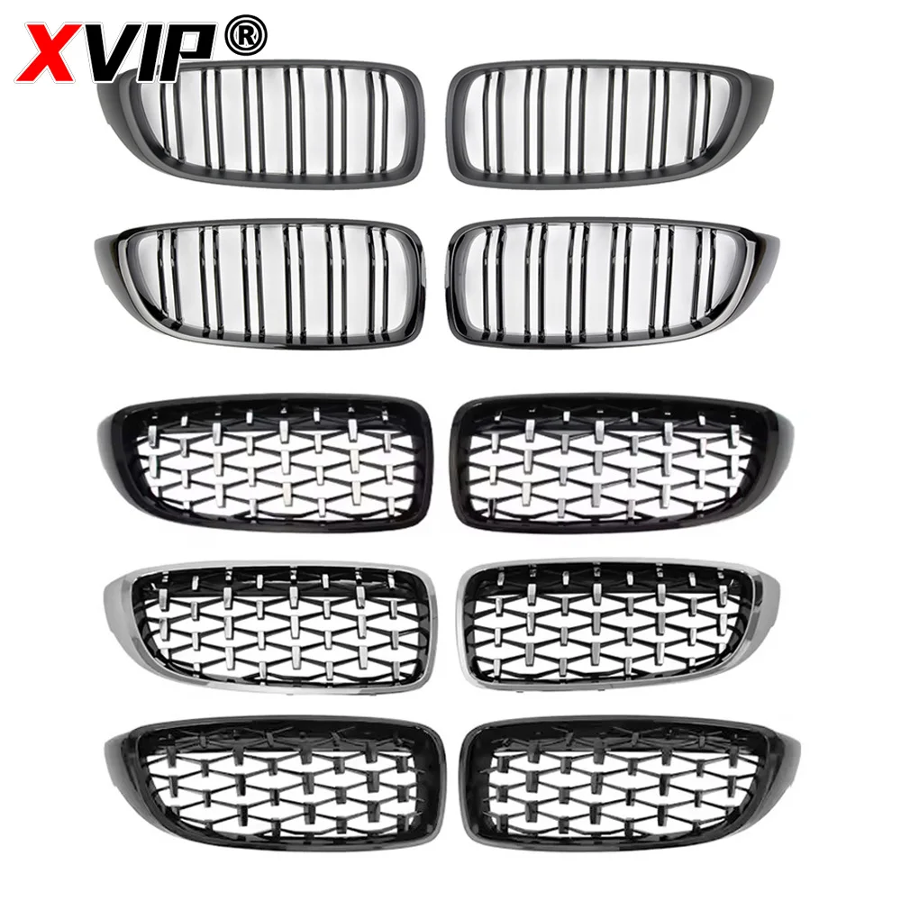 XVIP Diamonds Style Front Bumper Racing Grill For BMW 4 Series F32 F33 F36 M3 F80 M4 F82 12-19 Dual-Slat Gloss Black Accessories