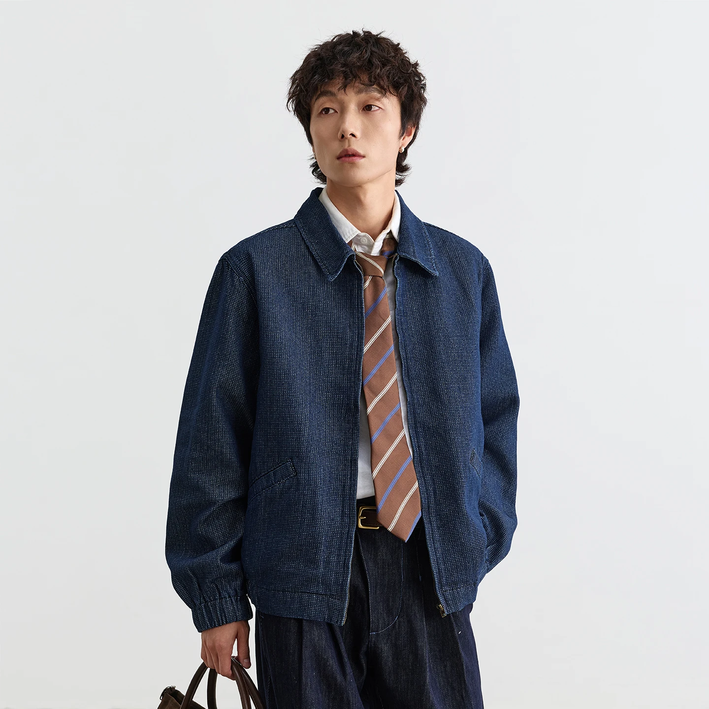 

Мужская весенне-осенняя японская уличная одежда, модная повседневная свободная жаккардовая джинсовая куртка Cityboy, пальто-бомбер, джинсовая верхняя одежда