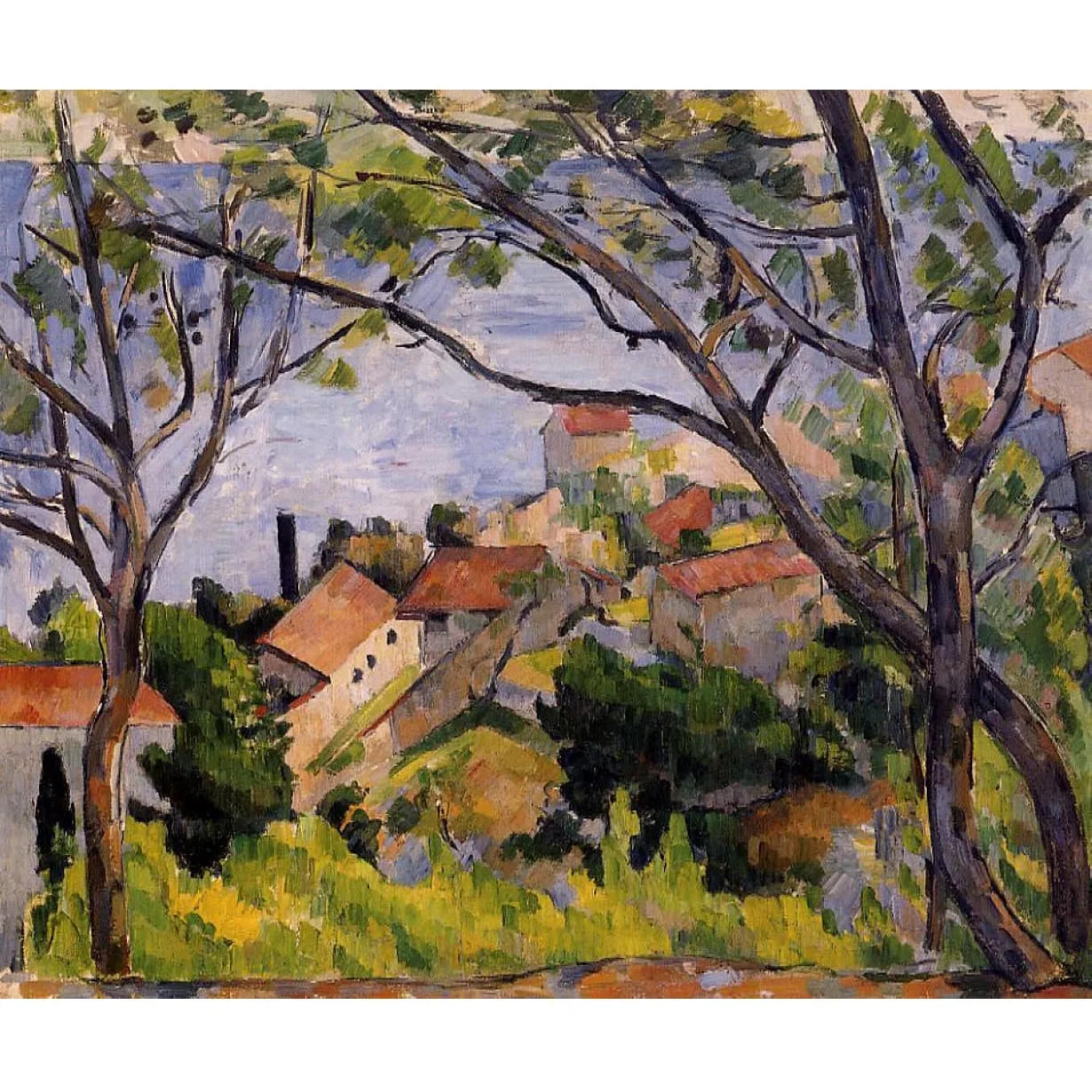 

L'Estaque. View through the Trees by Paul Cezanne Hand painted landscape oil painting on canvas Decoration pictures room wall