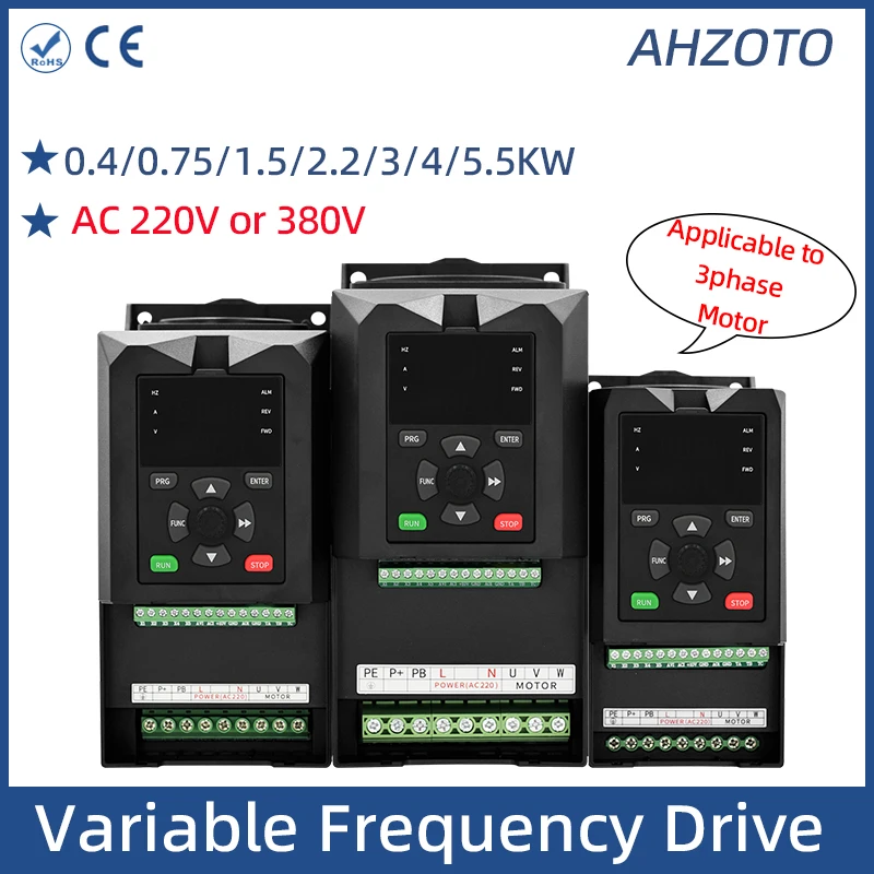 

220V 380V VFD 0.4-5.5KW Three-phase Induction Motor Speed Controller Variable Frequency AC Drive Inverter