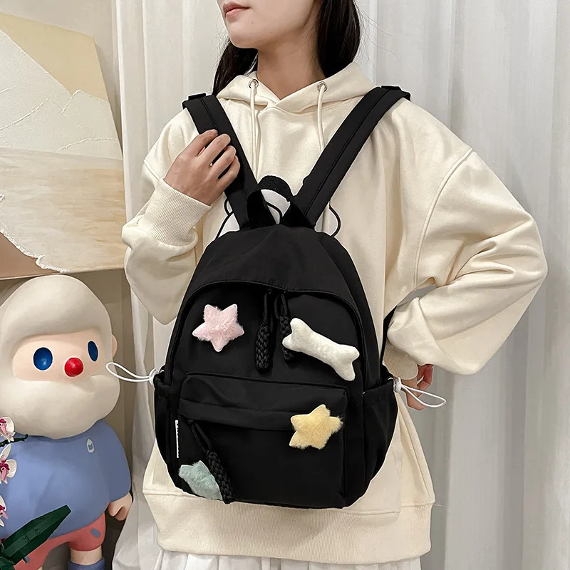 

BOMO Simple Backpacks for Ladiessolid Colour Sweet Fashion Backpack Women Versatile Casual Korean Style Kawaii Female Bag