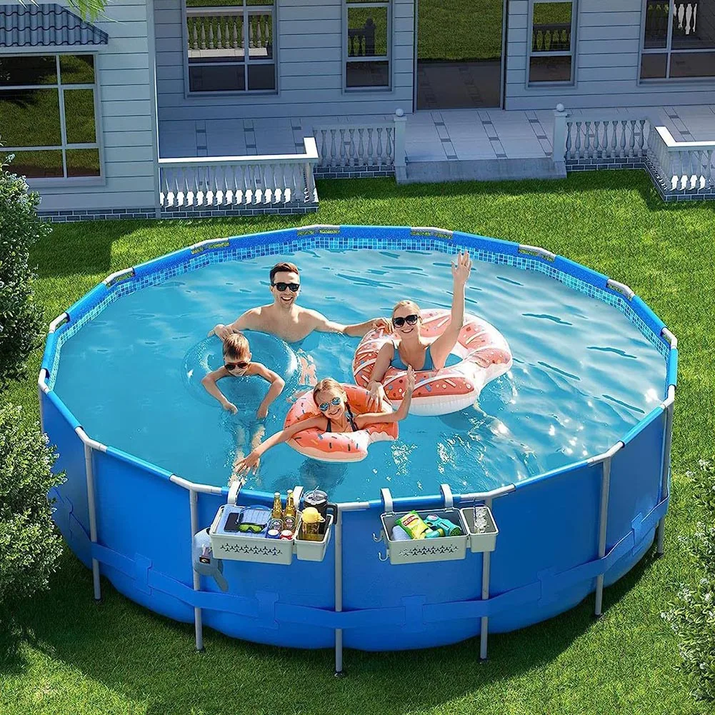 

(2024 Upgrade) Poolside Storage Basket, Above Ground Pool Accessories, Swimming Pool Storage Basket with Pool Cup Holder