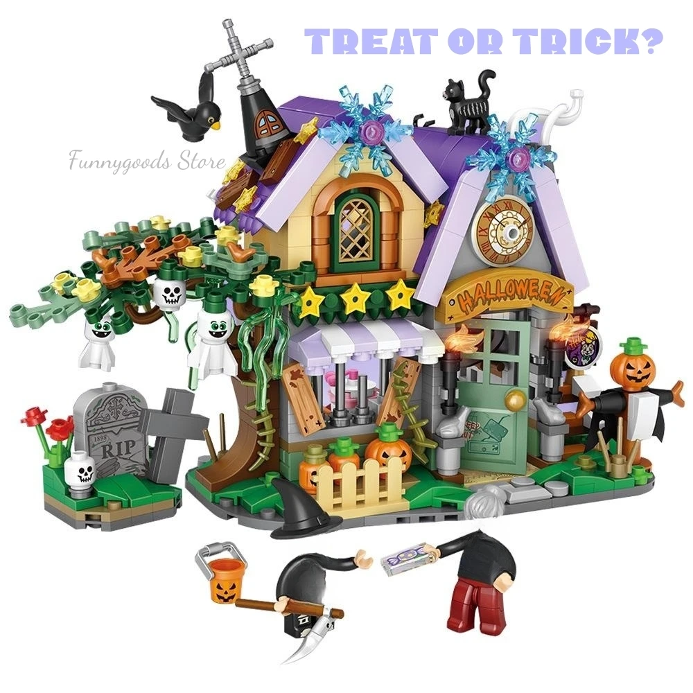 Get Your Own Halloween Scene Special House Building Blocks For Holiday Exquisite Decoration Toys Perfect Gift