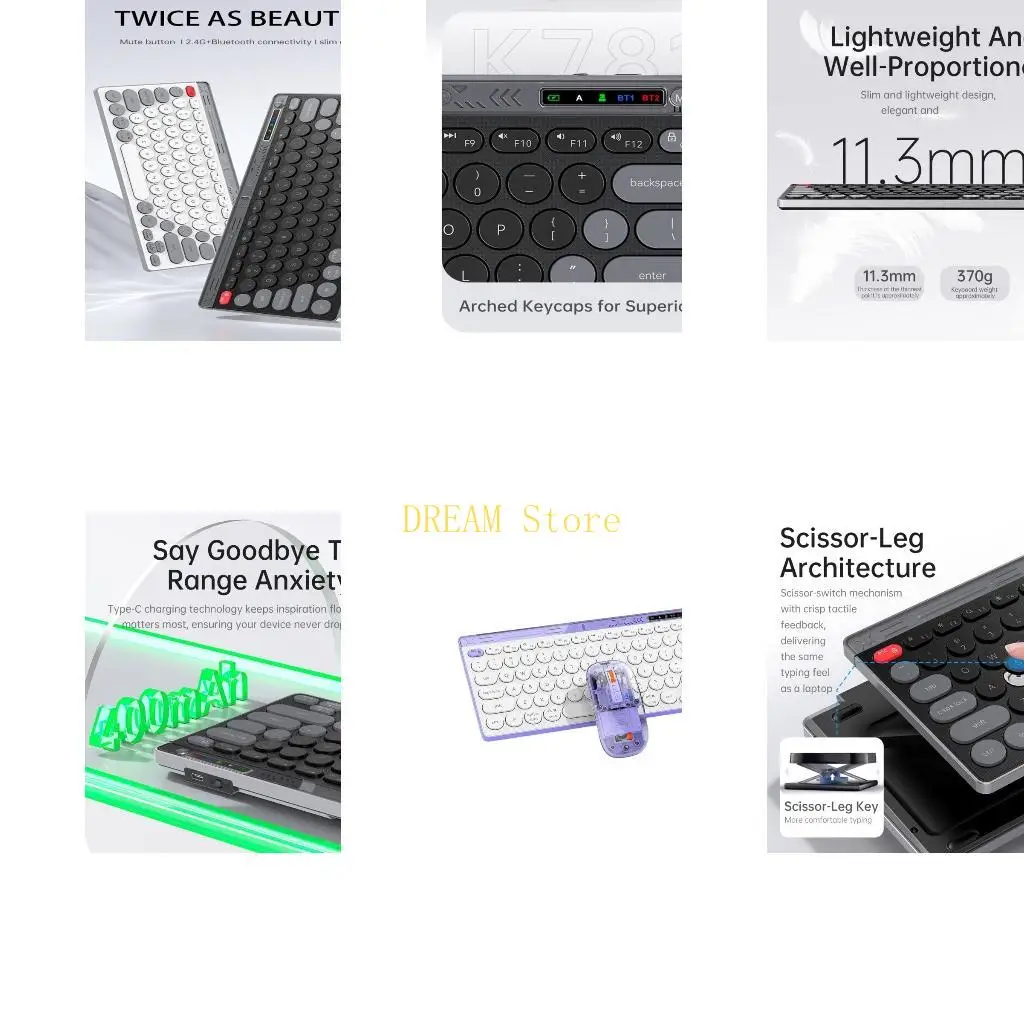 Multiple OS Wireless Keyboards Mouse Set 78Keys Portable Two Mode Bluetooth-compatible 2.4G Silents Ergonomic for PC best sale