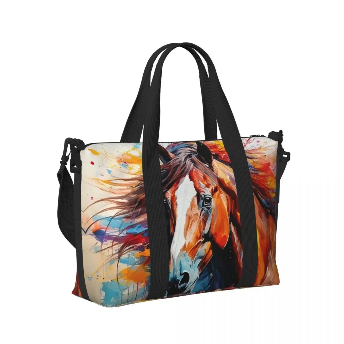 

Художественная пляжная дорожная сумка Horse Art, вместительная сумка-тоут для спортзала, йоги, женская сумка для покупок, спортивная сумка через плечо