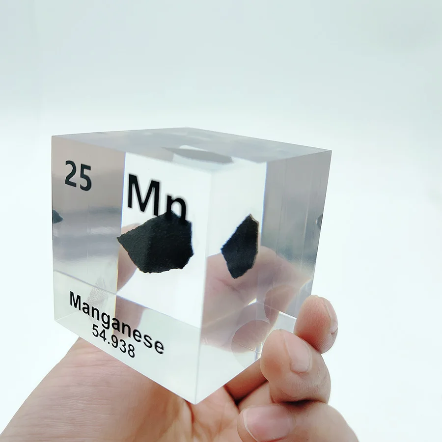 25 Manganese Cube Acrylic Real Periodic Table With Elements Embedded Science Gifts and Scientist Collections