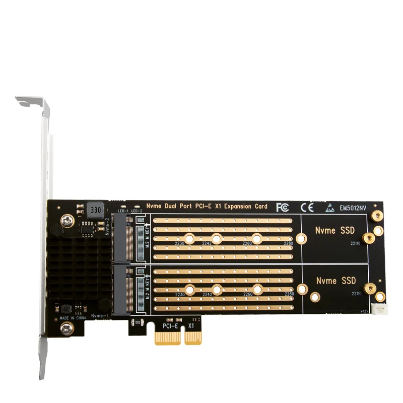 Karta adaptera PCIe na M2 NVME PCIe X1 2-portowy konwerter NVME M Key SSD Adapter M.2 PCI Express X1 Karta rozszerzeń Riser