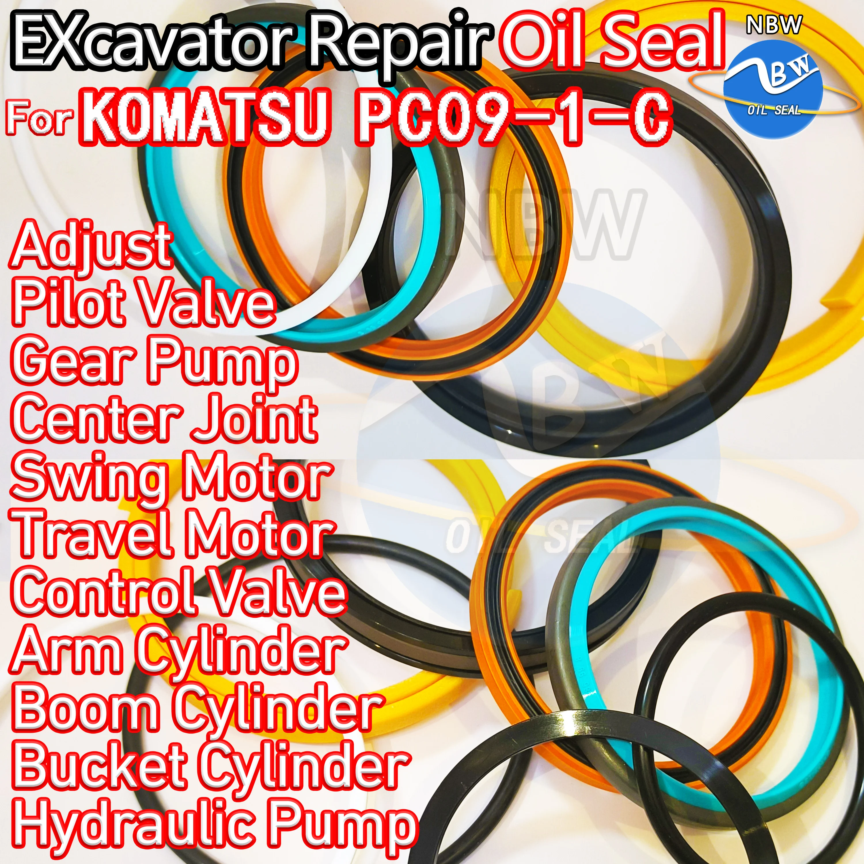 

For KOMATSU PC09-1-C Excavator Oil Seal Kit High Quality Repair PC09 1 C Control Valve Blade TRAVEL MOTOR Joystick Engine O-ring