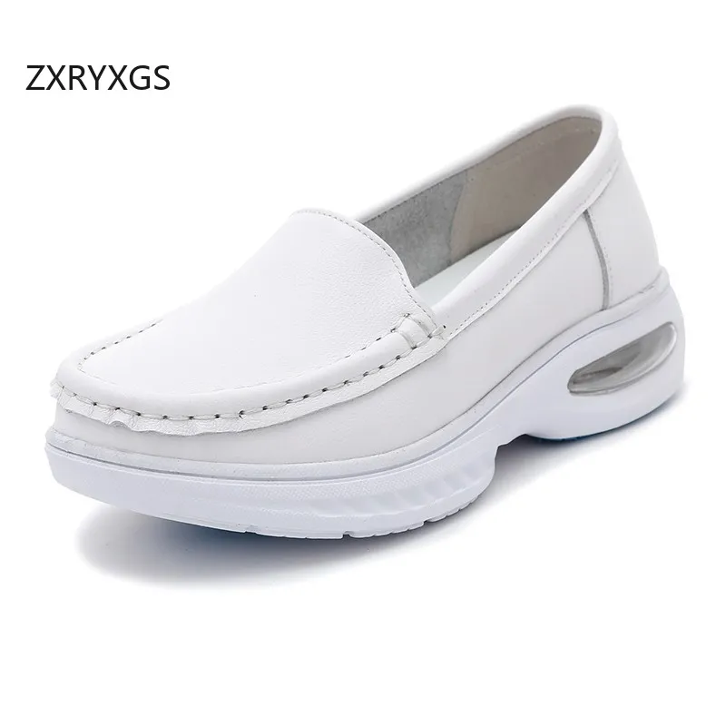ZXRYXGS Top Cowhide White Sneakers Nurse  Air Cushion Shoes New 2026 Large Size Comfortable Breathable Shoes Women's Trend Shoes view 2