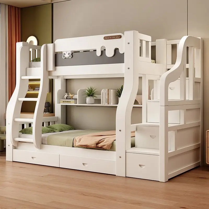 New upper and lower  Bunk beds Two-layer high  Upper and lower bunk wooden beds Small apartment