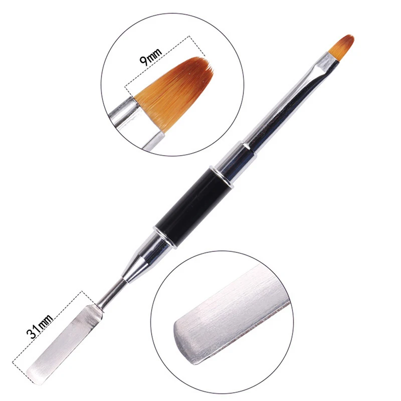 Double Side Nail Art Brushes For Manicure Poly Nail Gel Tip Extension Acrylic Builder Accessory Polygels Spatula Pen Nail Tools