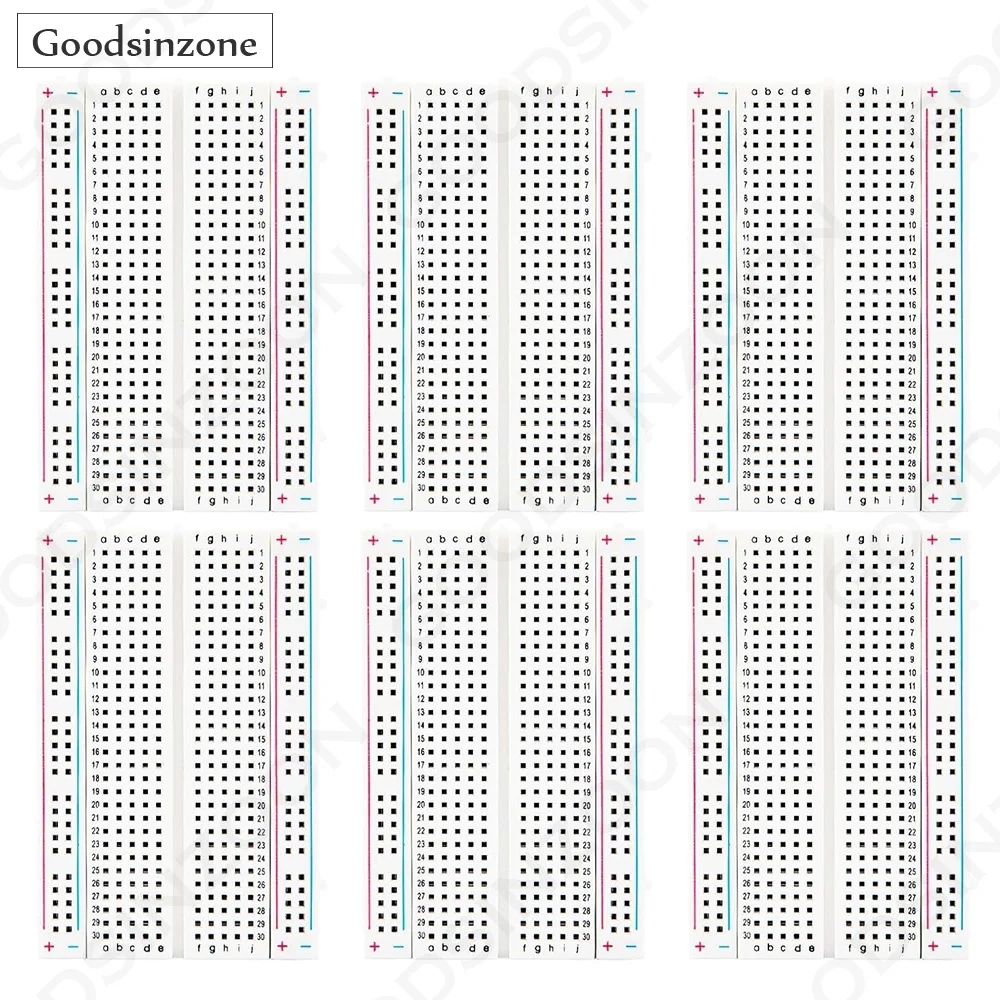 6-Pack Solderless Breadboard Kit - 400 Points Small Bread Board for Arduino, Raspberry Pi 5, ESP32, PCB Prototyping (6PCS)