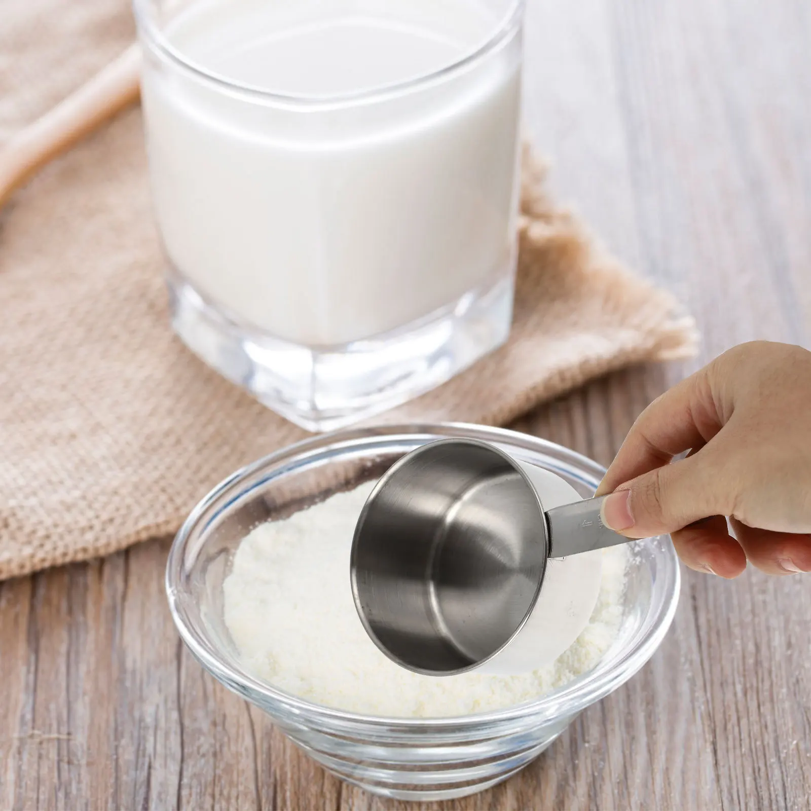 

5Pcs Reliable Kitchen Measuring Spoons for Amounts Items Family Use Silver Flour