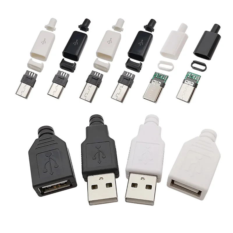 USB Connectors Micro USB / Type C / USB 2.0 Type A Male Female Assembly Adapter Soldering DIY Repair Data Charging Plugs Sockets