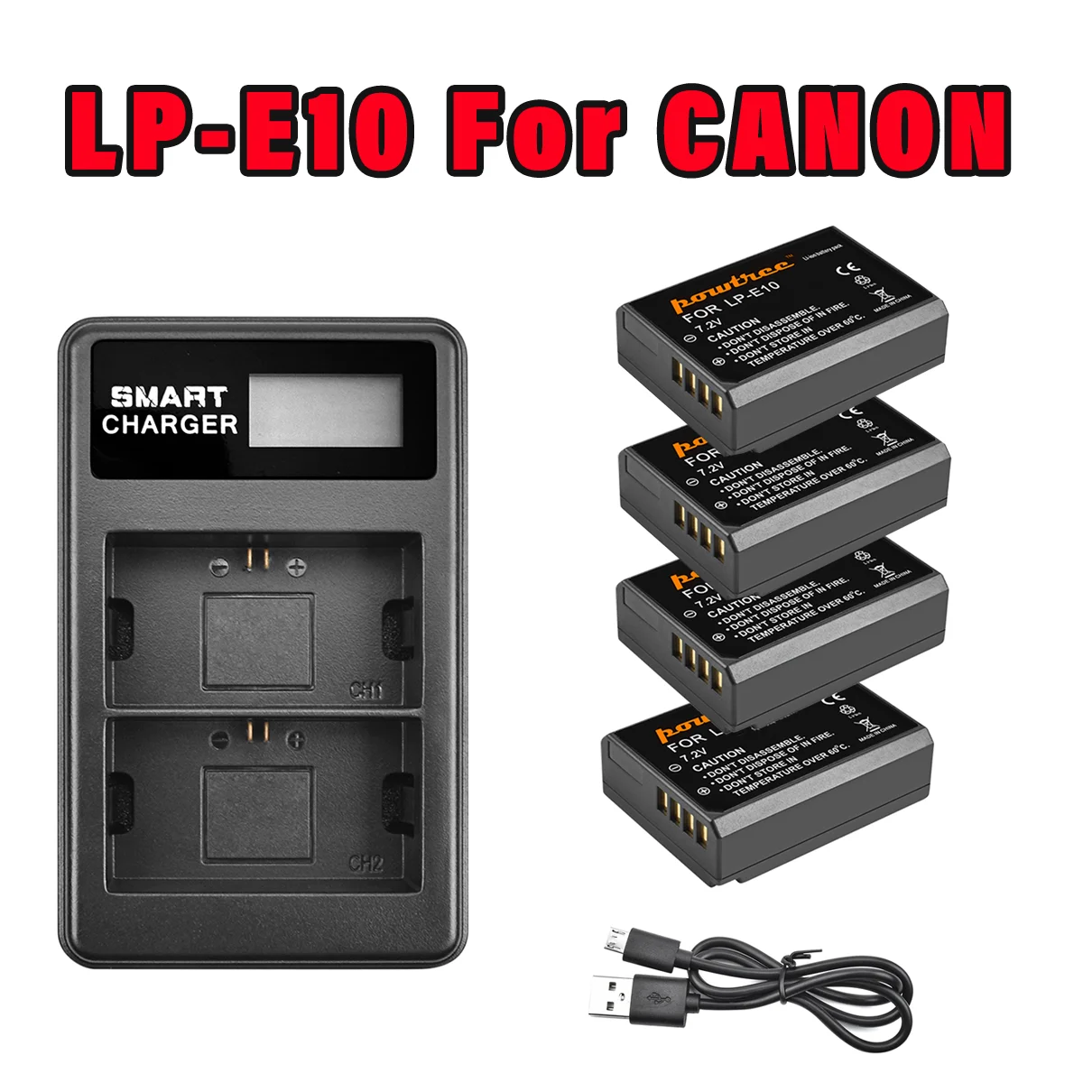 Batería de cámara Digital LP E10 LPE10, LP-E10 de 2800mAh, para Canon 1100D, 1200D, 1300D, Rebel T3, T5, KISS X50, X70