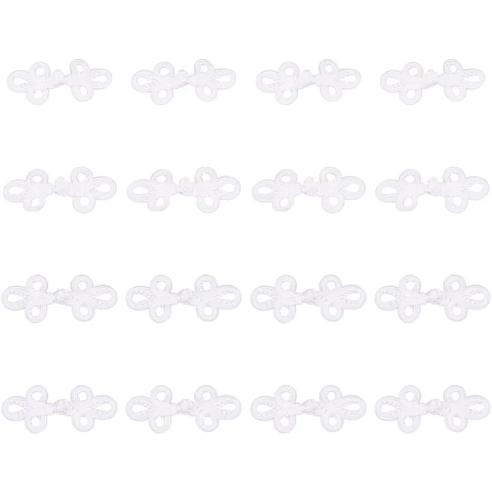 

16 Pcs Chinese Knots Frog Buttons Polyester White Closure Sewing Buttons Sewing Fasteners for Sweater Cloak Coats Scarf Cardigan