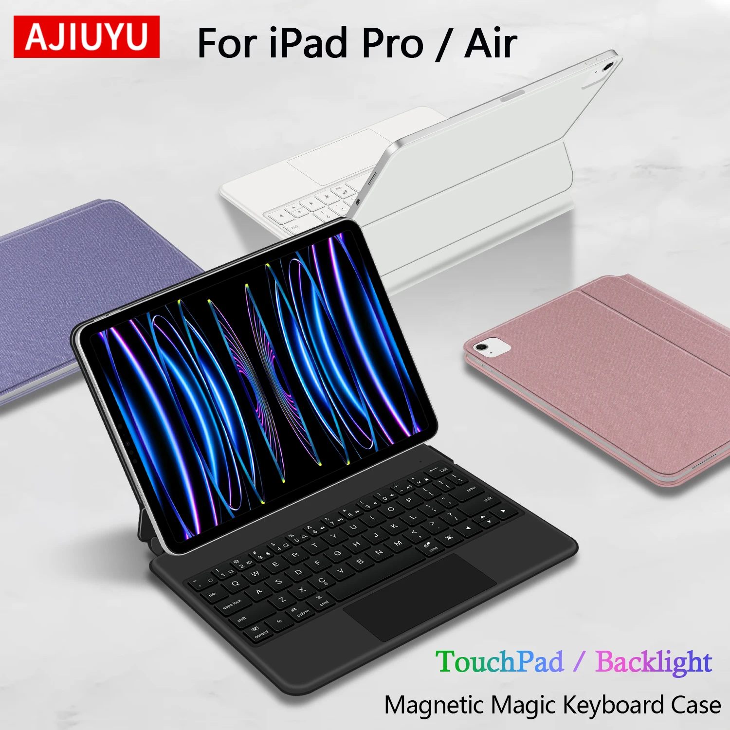 

AJIUYU Magic Backlight Keyboard Folio для iPad Pro 11 1/2/3/4th Gen Air 11 дюймов M2 M3 Air 5 4 Smart Magnetic Cover Case TouchPad