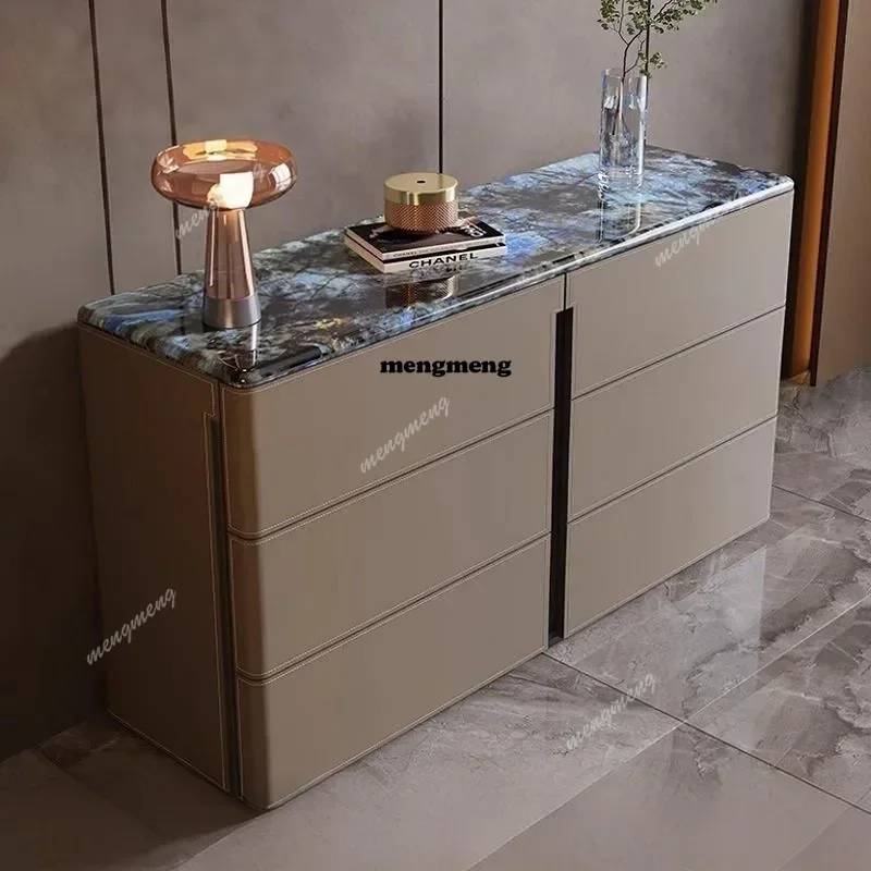 

H luxury marble saddle leather dining side storage locker Shoerack shoe rack Shoes organizer Crack shelves Dresser Cabinets mod