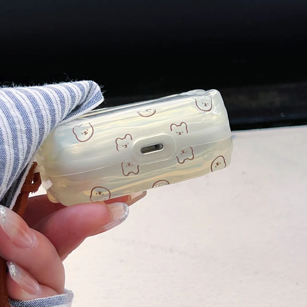 Простые прозрачные наушники с милым медведем для Apple Airpods Air pods Pro 2 1 3, корейский плюшевый медведь, подвеска для наушников