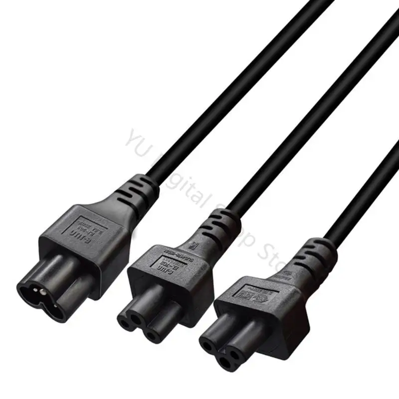 96BA 30cm Short Length Male To Two C5 Female Power Splitter Cord For Laptop