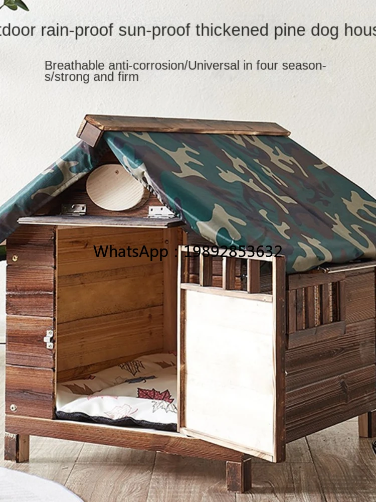 ZZ Outdoor Dog House Four Seasons Universal Wooden Dog House Pet Bed Medium Large  Cage