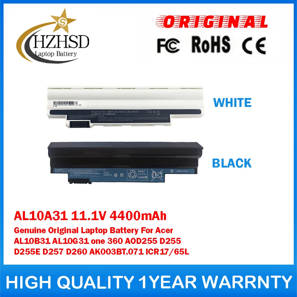 

AL10A31 11.1V 4400mAh Genuine Original Laptop Battery For Acer AL10B31 AL10G31 one 360 AOD255 D255 D255E D257 D260 AK003BT.071