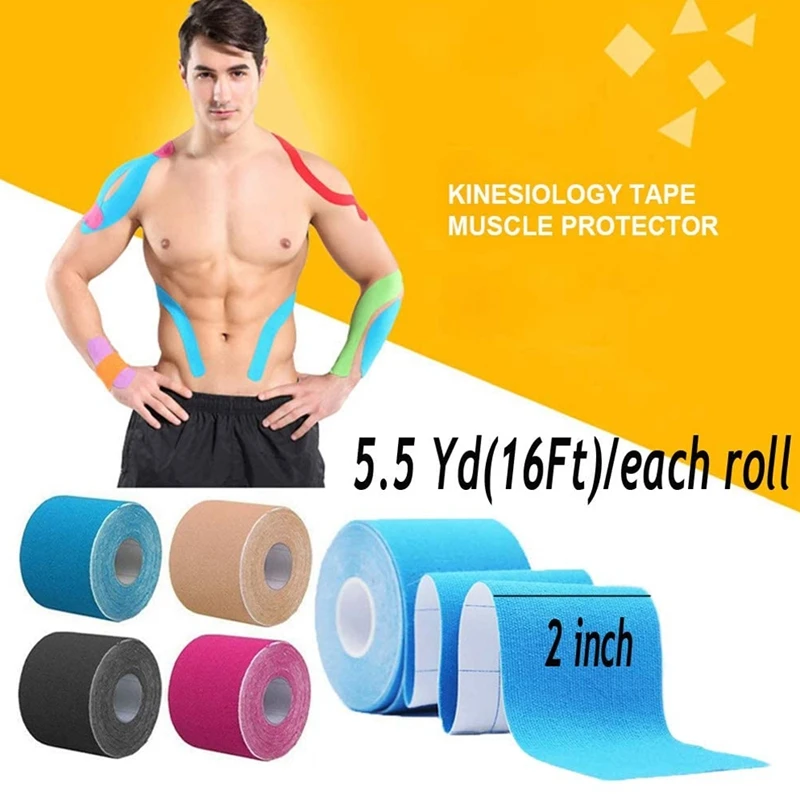 4 Pcs Color Waterproof Muscle Bandage 5 cm Sports Elastic Tape Muscle Pain Relief Tape for Sports and