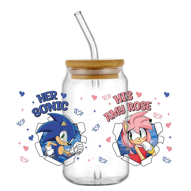 Miniso Cartoon Hedgehog Pattern UV DTF Printed Wrap Sticker for Cup Glass Can Waterproof 16oz TransferSticker