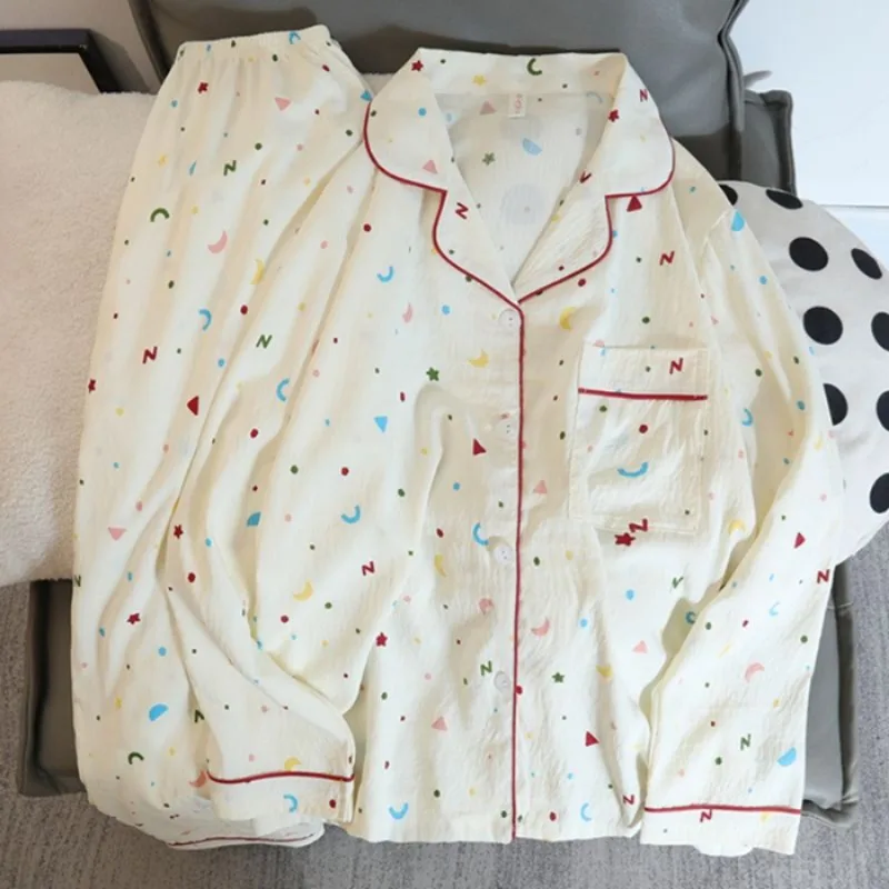 Stickerei Hund Vintage Plaid 2-stück Anzug Pyjama Femme Koreanischen Stil Casual Weiche Mode frauen Pyjamas Herbst Neue Nachtwäsche – Detail 6