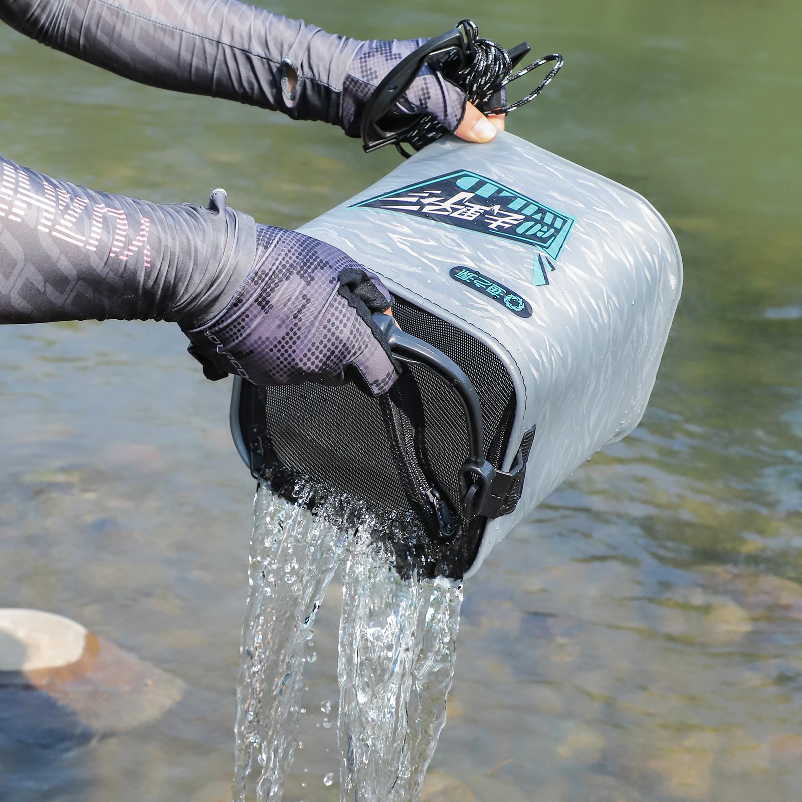 دلو طعم السمك، دلو السمك الحي، حاوية مياه محمولة متعددة الوظائف قابلة للطي، دلو يحمل الأسماك، أدوات الصيد