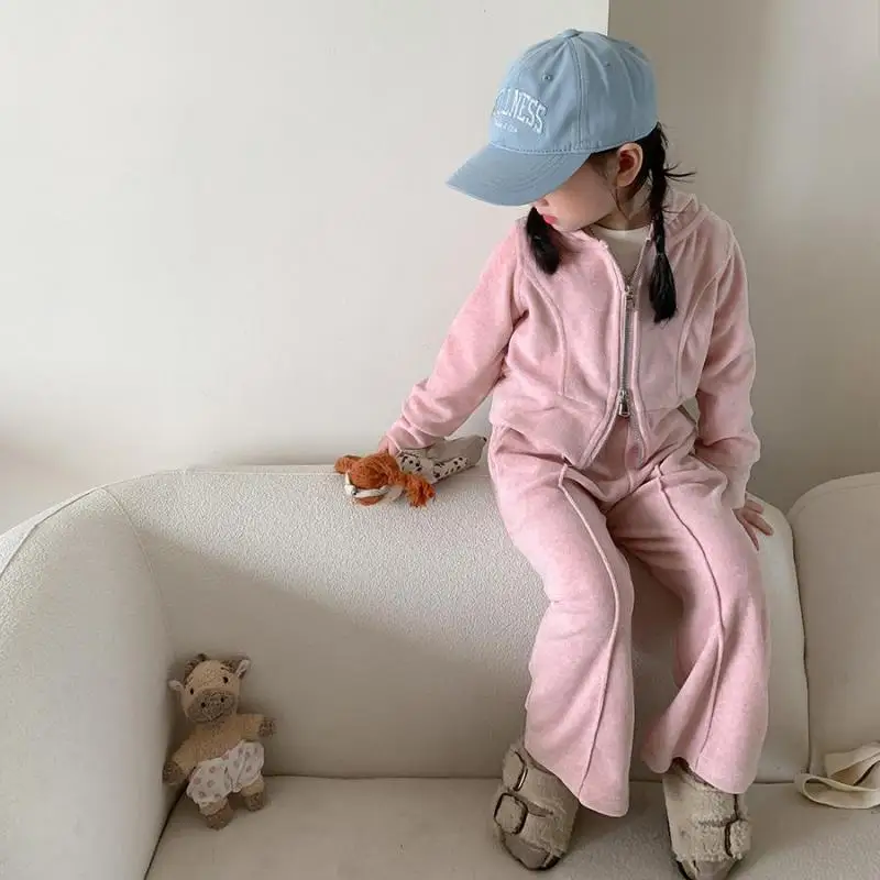 2026 Autumn New Baby Girl Long Sleeve Clothes Set Children Zipper Jacket Girls Sports Pants 2pcs Suit Kids Sportswear Outfits