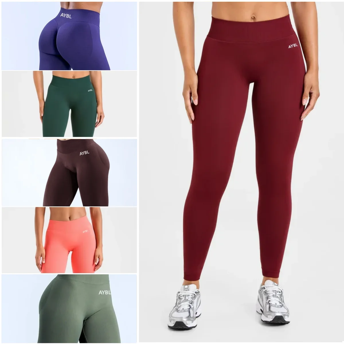 

AYBL New Release Women‘s Low Ribbed Band Scrunch Seamless Yoga Pants Gym Leggings Fitness Sweat Wicking Stretch Workout Tights