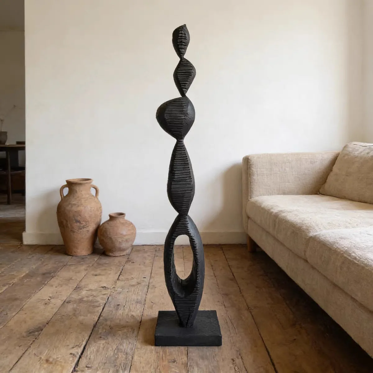 HYS retro solid wood abstract sculpture ornament large floor porch vertical height wood carving art decoration ornament