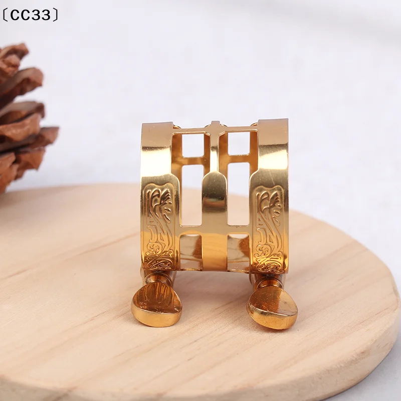 Double Screw Adjustment Saxophone Ligature Gold Color Copper Compact Durable For Alto Sax Saxophone Ligature Fastener〔CC33〕
