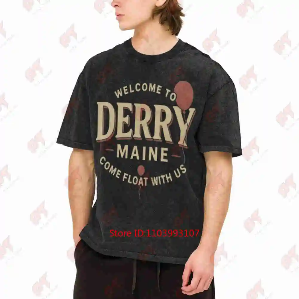 Welcome To Derry Vintage Horror Town Vintage Washed Tee Pure Cotton T-Shirt