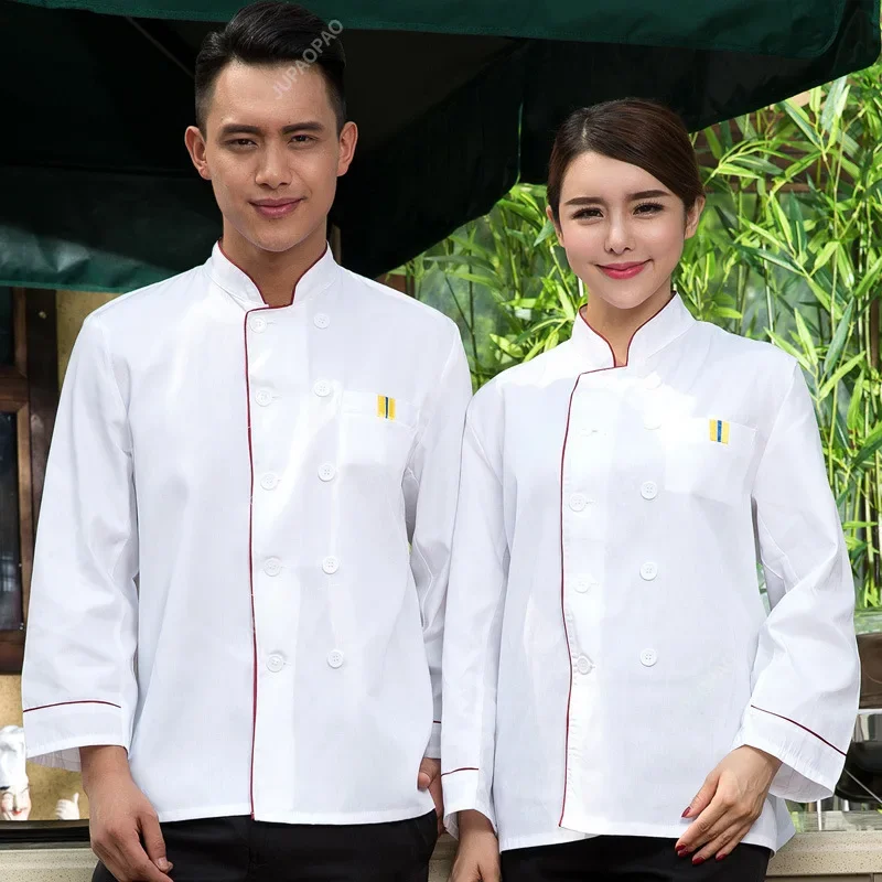 

Chef's Work Clothes Men and Women's Long Sleeved Chef's Work Refectory Kitchen Clothes Restaurant Work Clothes Cafeteria Canteen