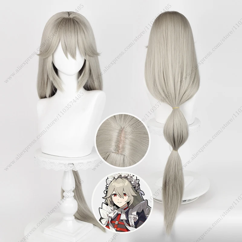 Game Rina Alexandrina Sebastiane Cosplay Wig 105cm Long Linen Grey Mixed Color Heat Resistant Synthetic Hair