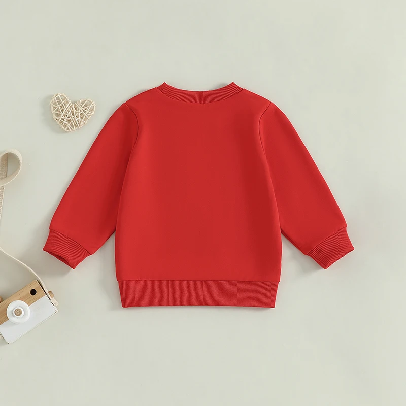 Baby Girl Valentine Sweatshirt Cute Letter Embroidery Round Neck Long Sleeve Fall Tops for Toddler Cute Clothes