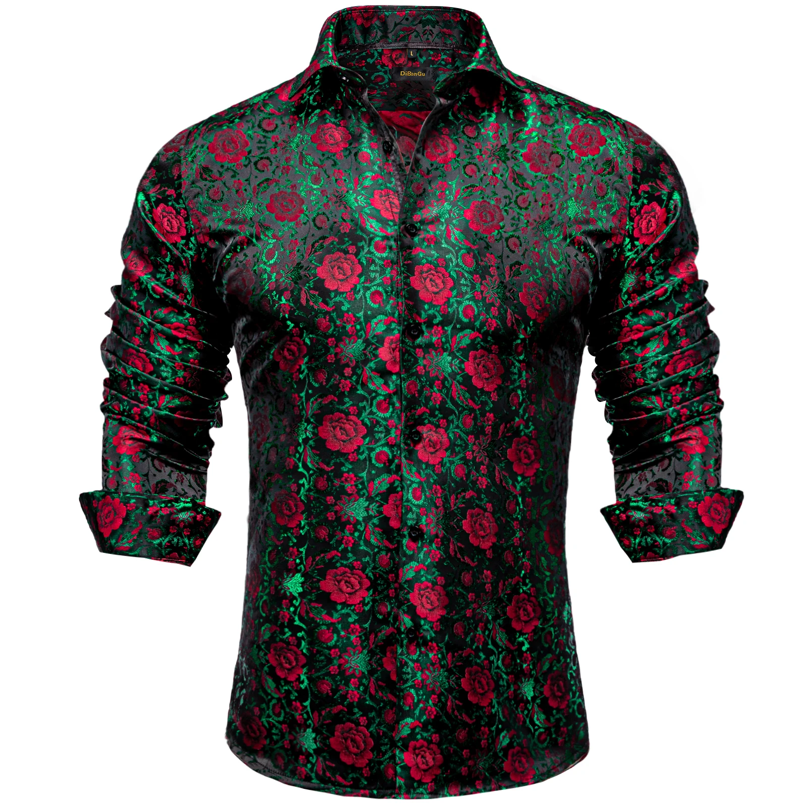 white christmas dresses Mens Black Designer Satin Shirt main image 0