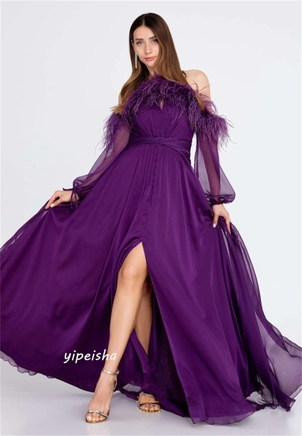 Prom Dress Saudi Arabia Satin Feather Cocktail Party Ball Gown Strapless Bespoke Occasion Dress Floor Length