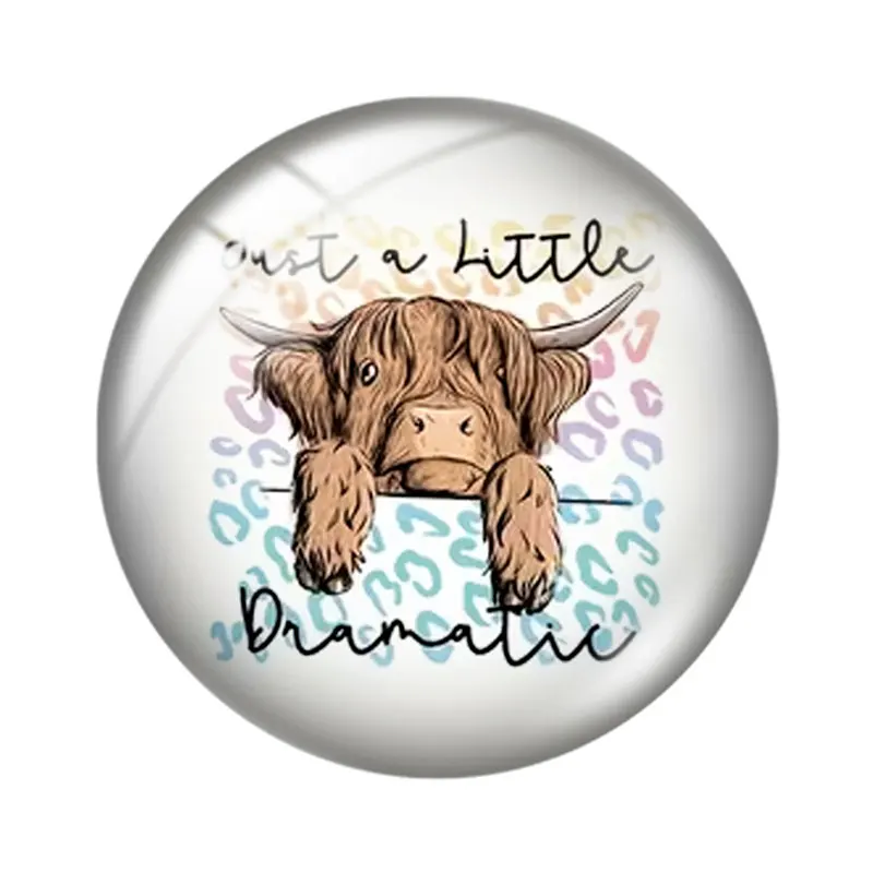 Watercolor Little Cow 10pcs 12mm14mm/16mm/18mm/20mm/25mm Round Photo Glass Cabochon Demo Flat Back Making Findings Jewelry