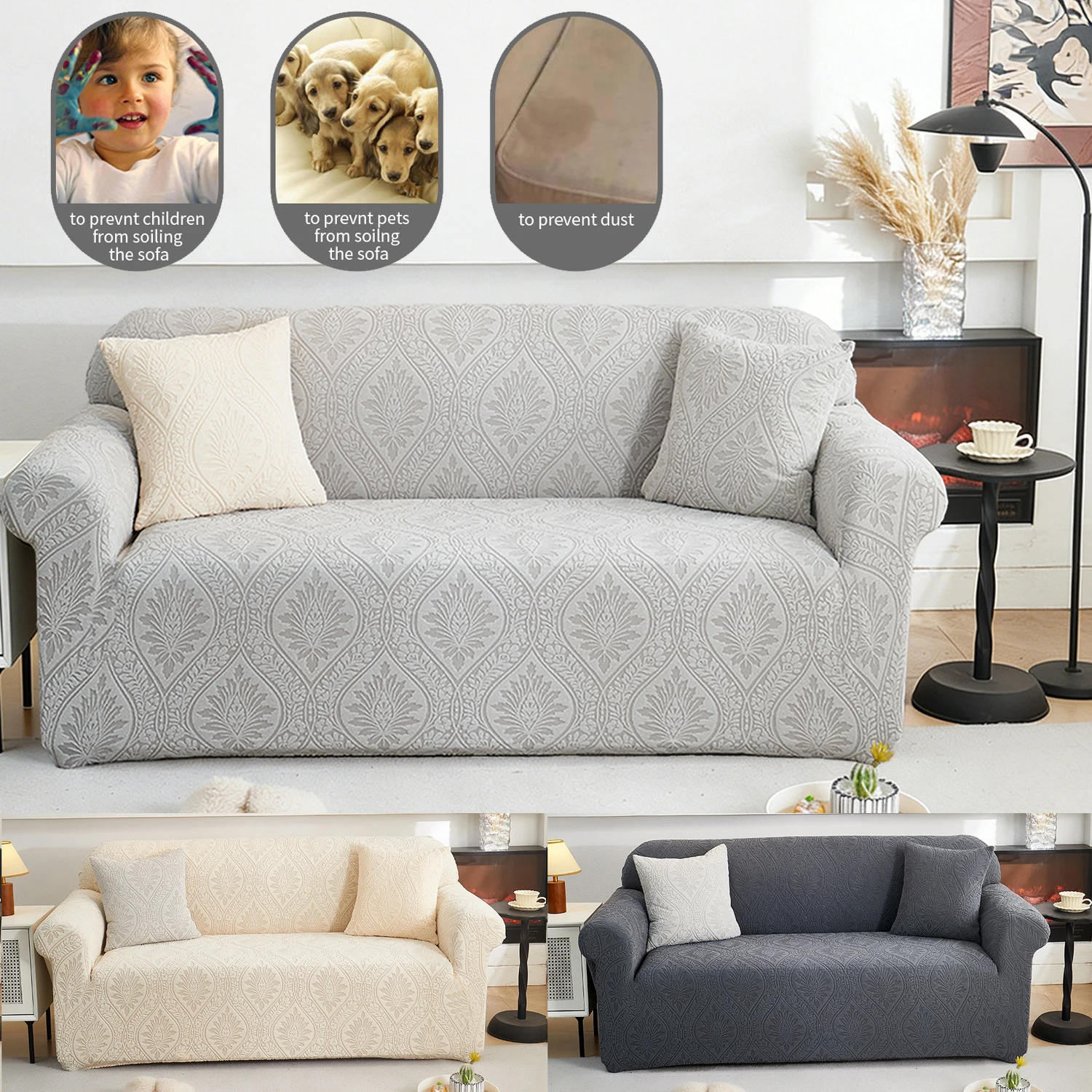 

1/2/3/4/5Seater All Inclusive Sofa Protective Cover Corduroy Anti Cat Scratch Adjustable Stretch Slipcovers Corner Couch Covers