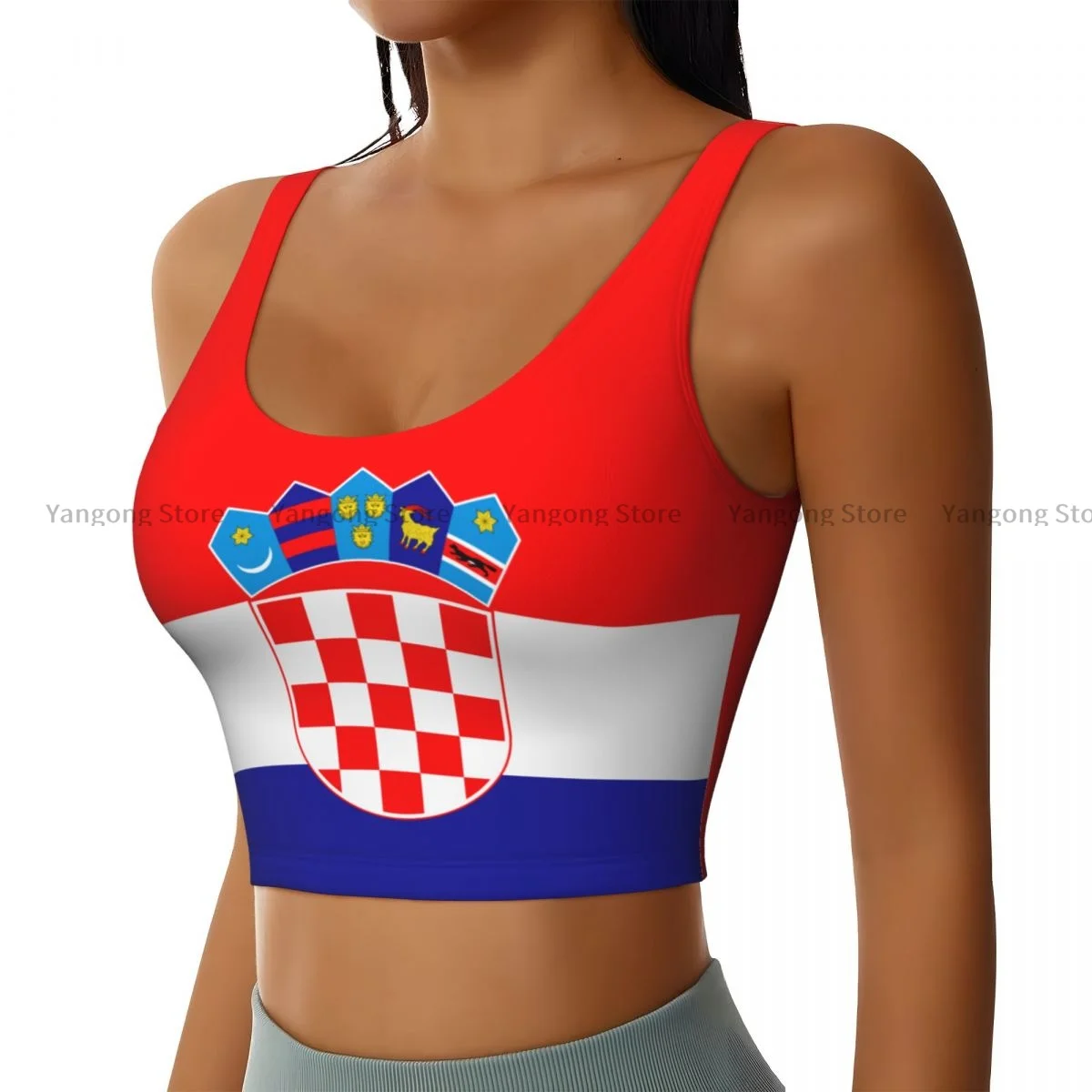 Women Sexy Sports Vest Croatia Flag Female Streetwear Sport Lingerie Tee Crop Top