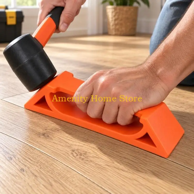 F26C Flooring Board Repair Tool with Integrated Raised Handle, Plastic Body and Washable Adhesive Pad for Repositioning