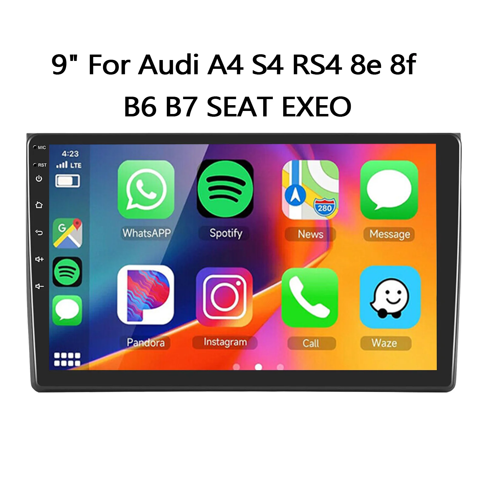 ESSGOO 9" Android 15 4+64G/4+128G Autoradio für AUDI A4 S4 RS4 8E 8F B7 SEAT EXEO RNS-E GPS-Navigation BT Wireless Carplay Android Auto Bluetooth ASP WiFi FM Mirror Link IPS Touchscreen