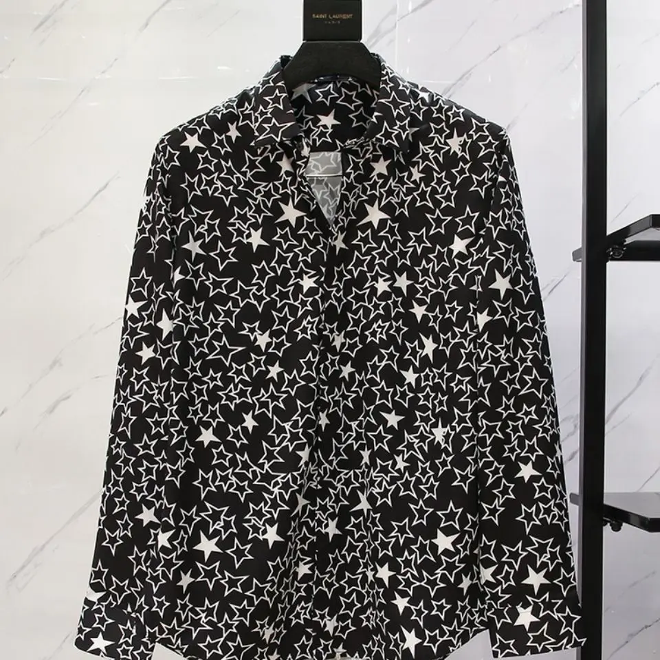 Casual Long Sleeve Men's Shirt Leopard Print No Ironing Required Street Style  Brand Polyester Standard Fit Youth Tre...